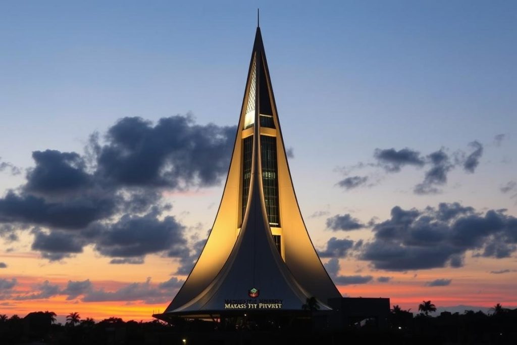 Menara Pinisi karya arsitek bangunan unik Yu Sing di Universitas Negeri Makassar